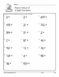 Place Value Up to 3 Digits