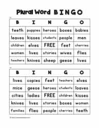 Plural Word Bingo 13-14