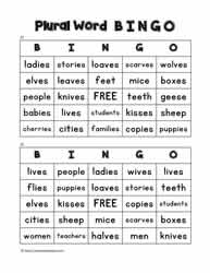 Plural Word Bingo 25-26