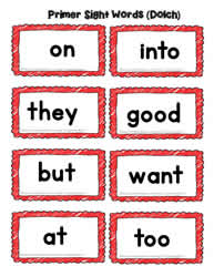 Primer Word Cards