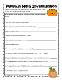 Pumpkin Investigation Activity