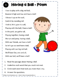 Reading Comprehension About Having a Ball