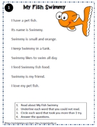 Reading Comprehension About My Fish Swimmy