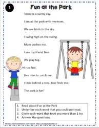 Reading Comprehension About Fun at the Park
