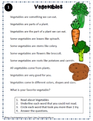 Reading Comprehension About Vegetables