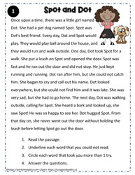Reading Comprehension About Spot and Dot