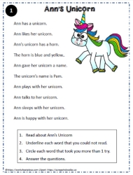 Reading Comprehension About Ann's Unicorn