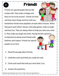 Reading Comprehension about Friends