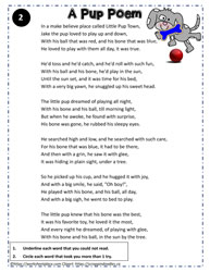 Reading Comprehension About a Pup - poem