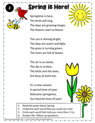 Reading Comprehension About Spring