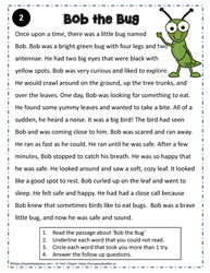 Reading Comprehension About Bob the Bug