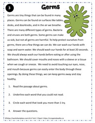 Reading Comprehension About Germs