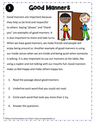 Reading Comprehension About Manners