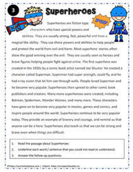 Reading Comprehension About Superheroes