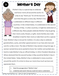 Reading Comprehension About Mother's Day