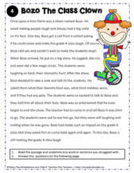 Reading Comprehension About Bozo the Clown