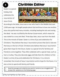 Reading Comprehension About The Christian Easter
