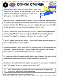 Reading Comprehension About Captain Courage