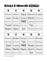 Rocks and Minerals Bingo 7-8