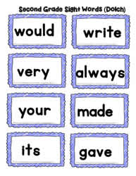 Second Grade Word Cards