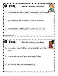 Sentence Correction Task Card  1 -  2