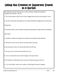 Serial Comma Worksheets