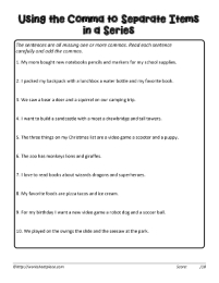 Serial Comma Worksheets