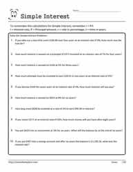 Simple Interest Worksheet 20