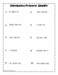 Distributive Property Worksheets: Simplify
