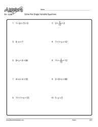 Single Variable Equation Worksheet 11