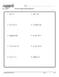 Single Variable Equation Worksheet 12