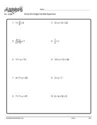 Single Variable Equation Worksheet 14