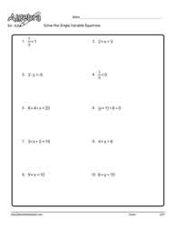 Single Variable Equation Worksheet 17