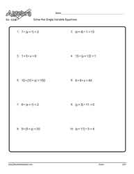 Single Variable Equation Worksheet 3