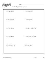Single Variable Equation Worksheet 5