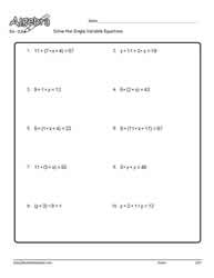 Single Variable Equation Worksheet 7
