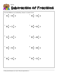 Subtract Fractions with Mixed Numbers