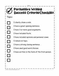 A Success Criteria for Persuasive Writing
