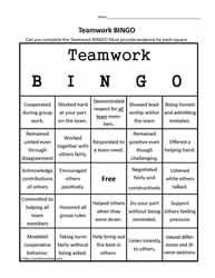 Teamwork Bingo