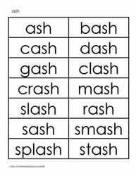 Word Family - ash