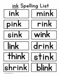 ink Spelling Words