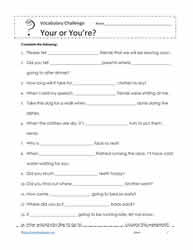 Your or You're Worksheets