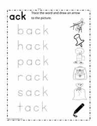 ack Word Family Worksheets