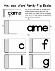 ame Word Family Flip Book
