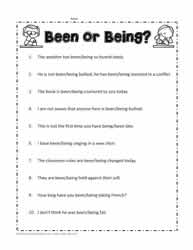 Been or Being Worksheets 9