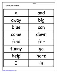 Sight Word Activities  Pre Primer