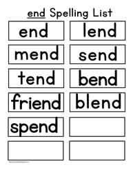 end Spelling List