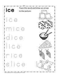 ice Word Family Worksheet