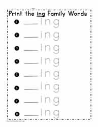 ing Blank Spelling List