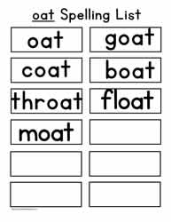 oat Spelling List